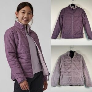Athleta Girl Reversible Warm + Fuzzy Purple Jacket size XL 14/16